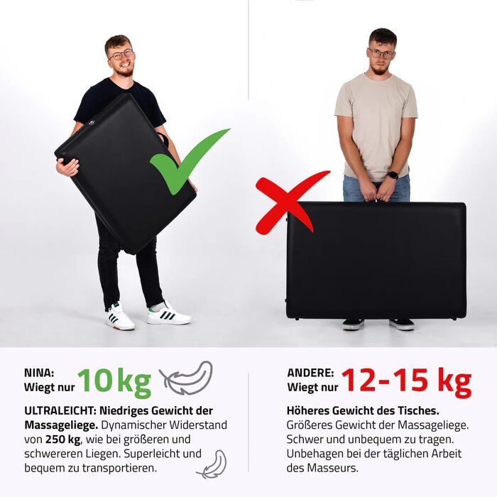 Масажний стіл HABYS Sofia Light Massageliege: складаний, дерев'яний, 2 зони, 185x60x85 см, до 250 кг, з підлокітниками, підголовником, сумкою, сертифікат MDR, бежевий (чорний)