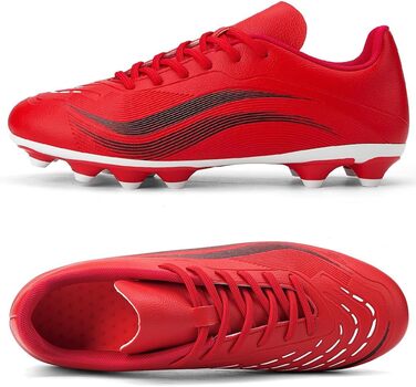 Футбольні бутси для чоловіків та хлопців, шипові, з мікрофібри, для штучного покриття, професійні, для тренувань та гри, біло-червоні (41 EU)