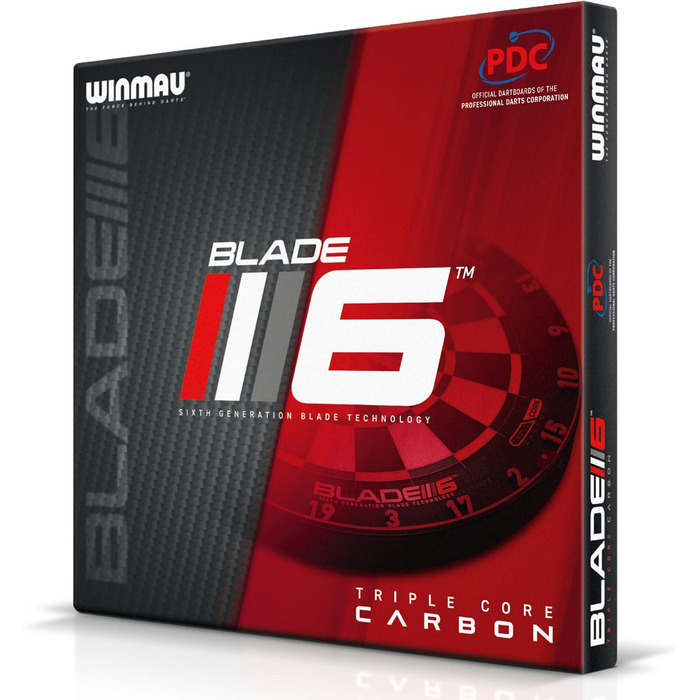 Дартборд WINMAU Blade 6 Triple Core Carbon, професійна класична мішень із сизалю