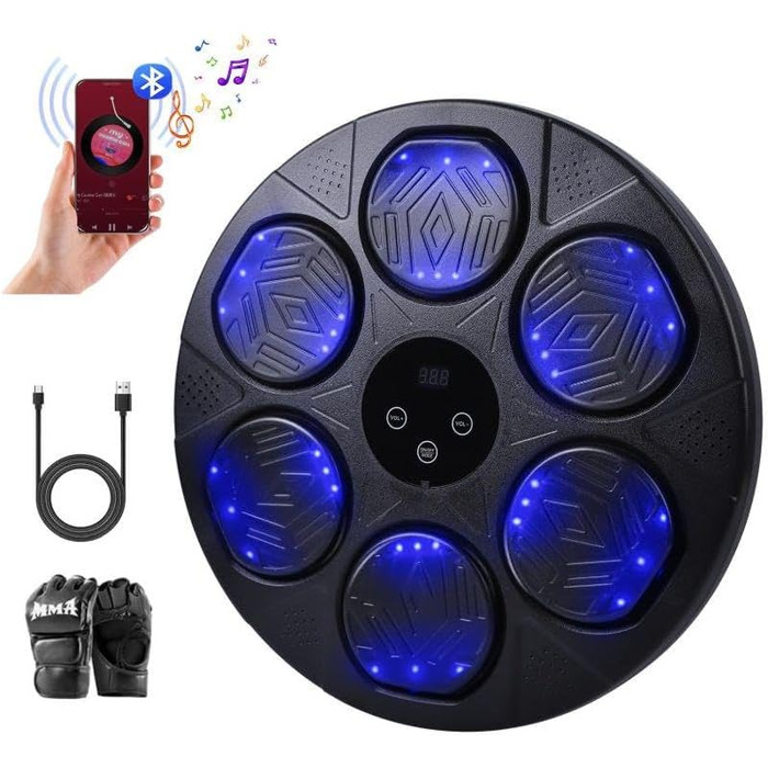 Музичний бокс-автомат настінний з LED, 9 режимами швидкості, Bluetooth, тренажер для боксу для дітей і дорослих, домашній фітнес
