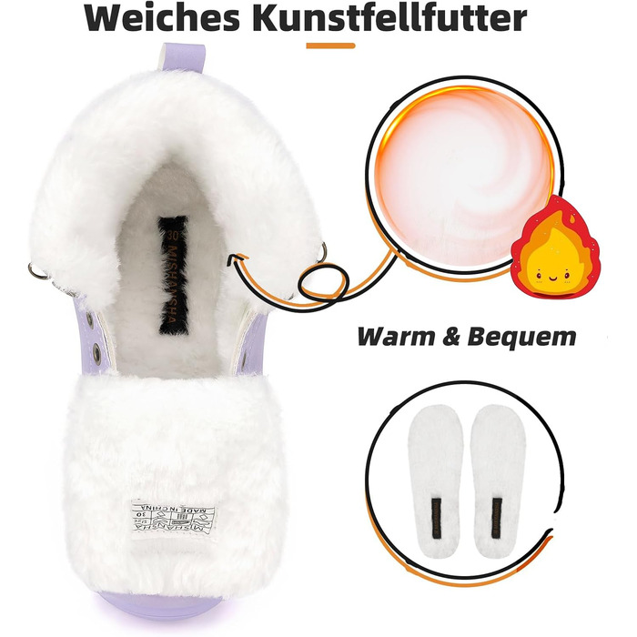 Дитячі зимові черевики Mishansha для хлопчиків та дівчаток, теплі, водонепроникні, снігоступи (36 EU, фіолетові)