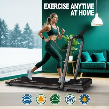 ORISYN Walking Pad - бігова доріжка для дому з регулюванням нахилу 7%, потужність 2.25HP, швидкість 1-12 км/год, 7-шарова поверхня, сірий колір