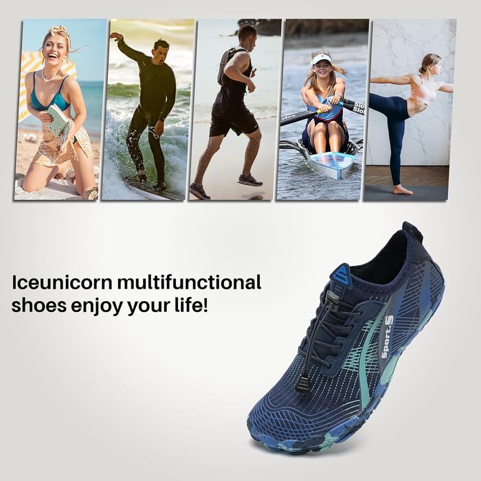 Легкі аквашузи IceUnicorn для фітнесу, пляжу та плавання (36 EU, блакитний)