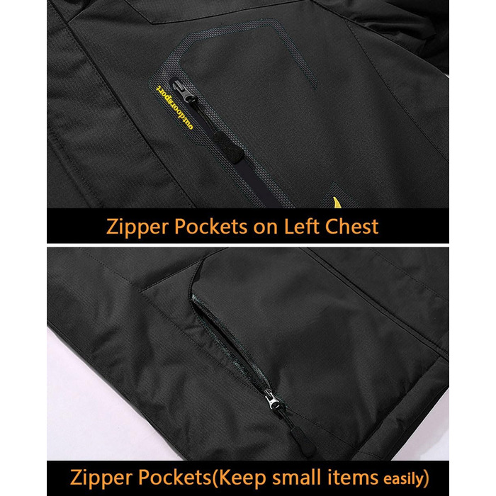 Чоловіча зимова куртка EKENTSON, водонепроникна, вітронепроникна, з підкладкою, для хайкінгу та активного відпочинку, з 4 кишенями (3XL, Чорний)