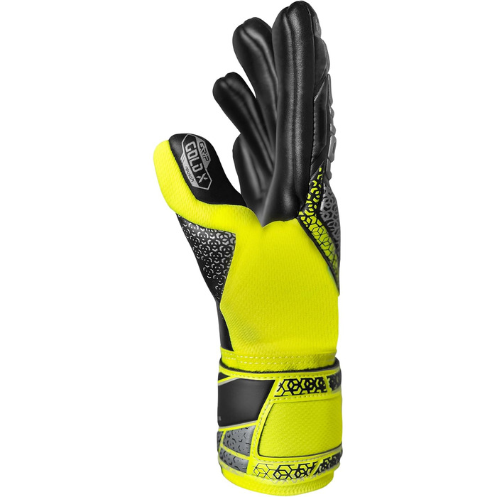 Воротарські рукавиці Reusch Profi Attrakt Gold X NC - професійні, для тренувань та ігор на траві та штучному покритті, жовто-срібно-чорні