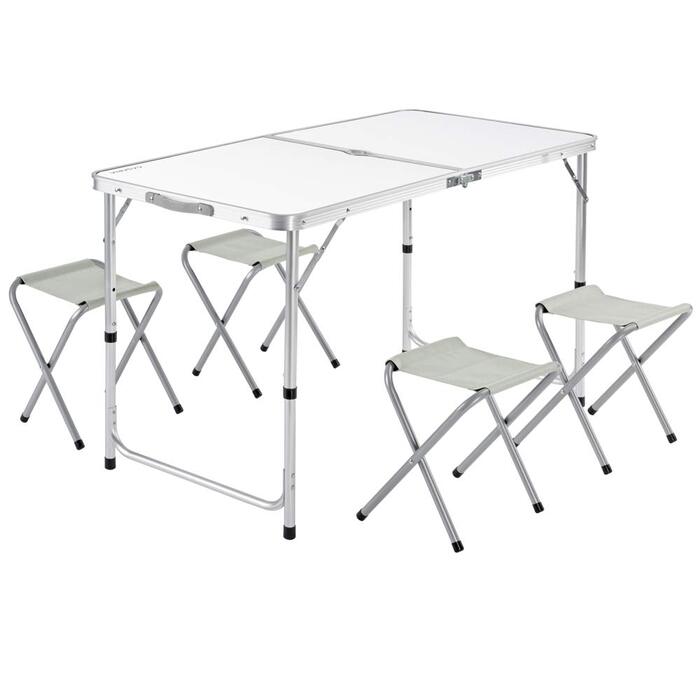 Складний стіл Campingtisch CASARIA® 120x60 см, білий, з регулюванням висоти, для 4 осіб, водостійкий, для кемпінгу та саду