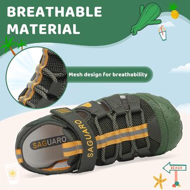 Сандалі дитячі SAGUARO для хлопчиків та дівчаток трекінгові, дихаючі, нековзкі, для походів (Зелені, 37 EU)