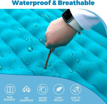 Надувна туристична матрац Isomatte для кемпінгу, самонадувна, ультралегка, для 2 осіб, з насосом та подушкою, блакитна