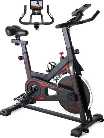 Велотренажер Heimtrainer для дому, до 150 кг, 10 кг маховик, LCD-дисплей, тримач для iPad та пляшки, фітнес велосипед для кардіо-тренувань
