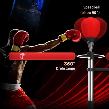 HOMCOM Стенд для боксерського мішка 4-в-1, регульована висота 160-230 см, червоний