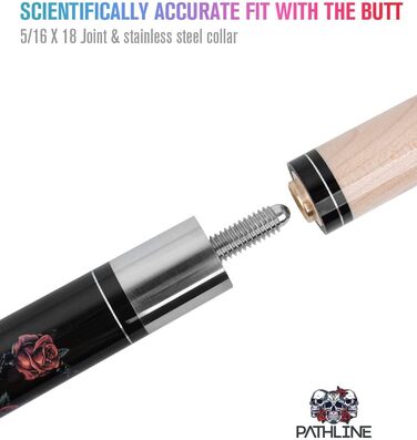 Більярдний кий Pathline Billard-Queuestab: канадський клен, 13 мм наконечник, чорний/молот, 20oz