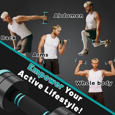 Набір гантелей Dripex, регульовані гантелі 2 шт. зі сталі, вага 2.5 кг x 2, 5 кг x 2, 10 кг x 2, короткі гантелі для дому (2 x 10 кг)