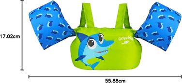Надувні рукавики для плавання Gogokids Green Shark для дітей 2-6 років (15-30 кг)
