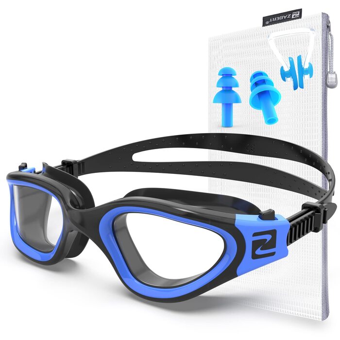 Окуляри для плавання W1 для дорослих (чоловічі/жіночі), антизапітніння, захист від УФ, водонепроникні, унісекс, підлітки, чорно-синій колір, прозорі лінзи
