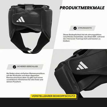 Захисний шолом для боксу та єдиноборств Adidas Hybrid 50, чорний — модель для початківців