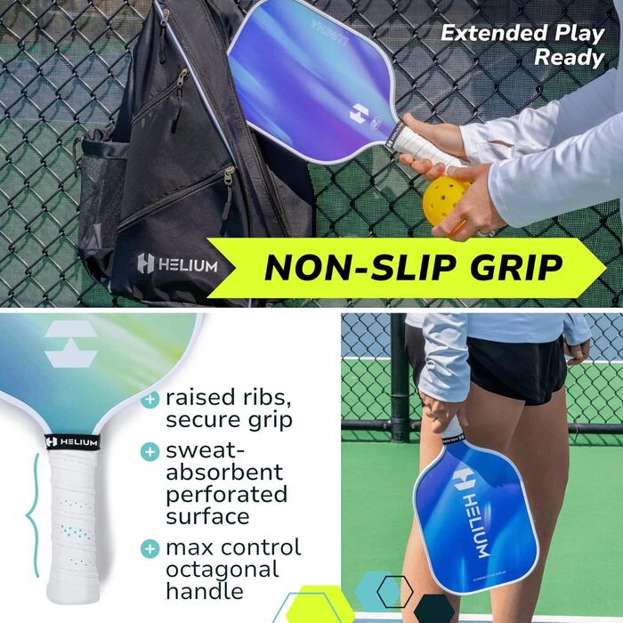 Набір піклбол-ракетки Helium Pro Carbon Fiber (4 шт.) з м'ячами та сумкою, сертифіковані USAPA, високошвидкісний наліт, легка серцевина Honeycomb