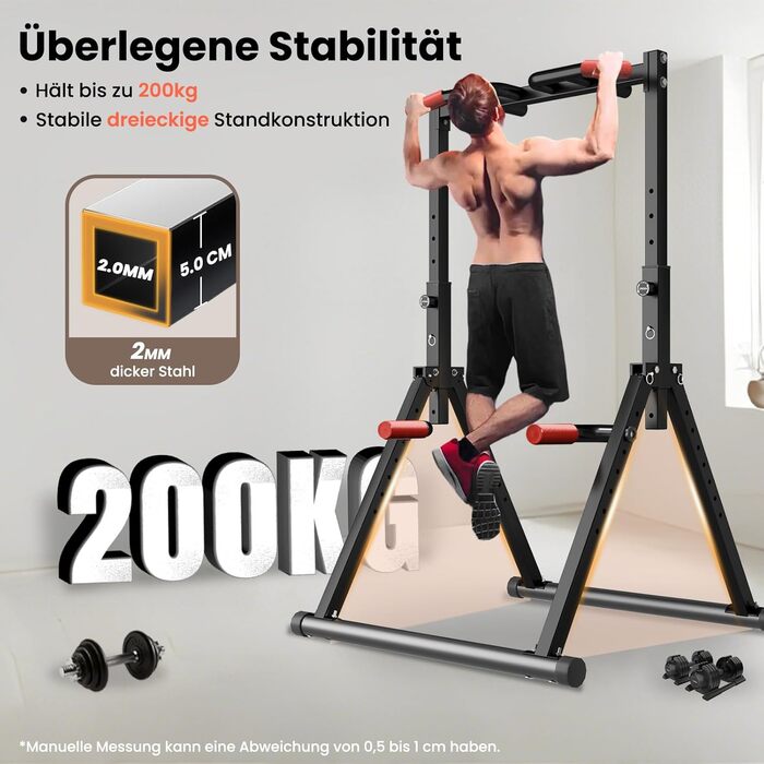 Спортивний комплекс Klimmzugstange Freistehend: турнік, бруси для віджимань, розкладна штанга для підтягувань, тренажер для дому, силові тренування, фітнес-обладнання (чорний, багатофункціональний)