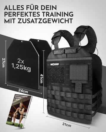 Вага для тренувань Neolymp – Унісекс вага для тіла – Жилет-платформа з кишенею – Не ковзає – Дихаючий та регульований – Обладнання для калістеніки – Вага для дому та тренажерного залу