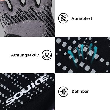 Велосипедні рукавички Souke без пальців, з підкладкою, для гірського велосипеда, антиковзаючі, дихаючі, з відбиваючими елементами, для чоловіків та жінок