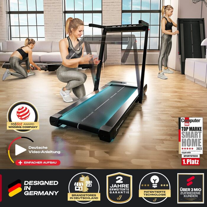 Складна бігова доріжка Sportstech sTread Fold Pro з нахилом до 11% та функцією підключення до додатку - для дому