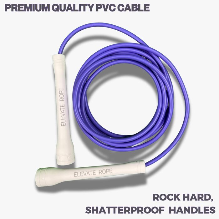 Професійне скакалка Elevate Speed Rope MAX з міцного PVC, нейлонового сердечника, довжина до 3 метрів, чорні/білі ручки (фіолетовий)