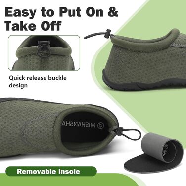 Mishansha Легкі дихаючі шкарпетки-мокасини для душу (Unisex) з товстою підошвою, розмір 36-46 (43 EU), колір Мох-зелений