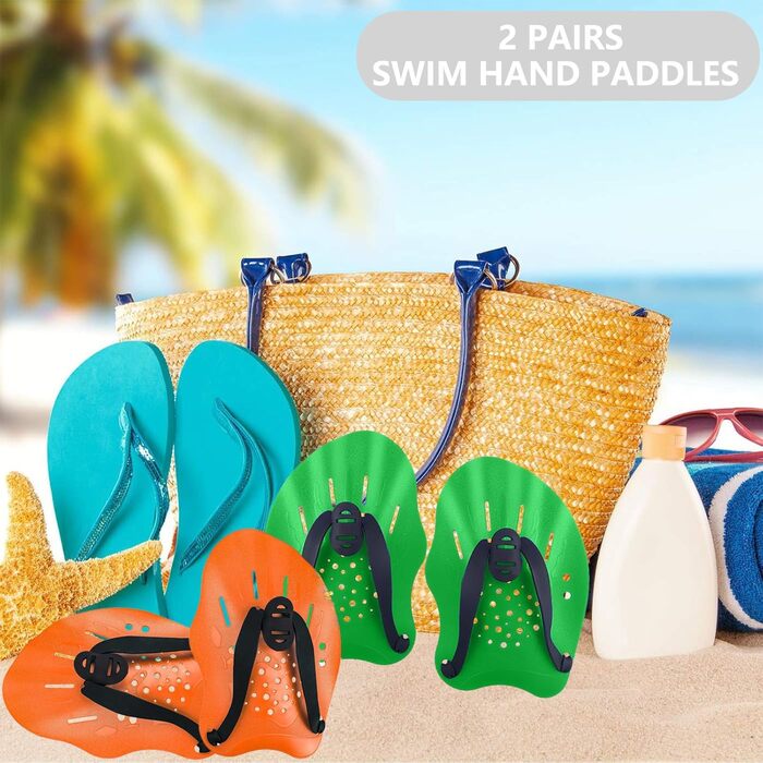 Набір ручних плавальних весел (2 шт.) для тренувань, дорослих та дітей, унісекс (зелені)