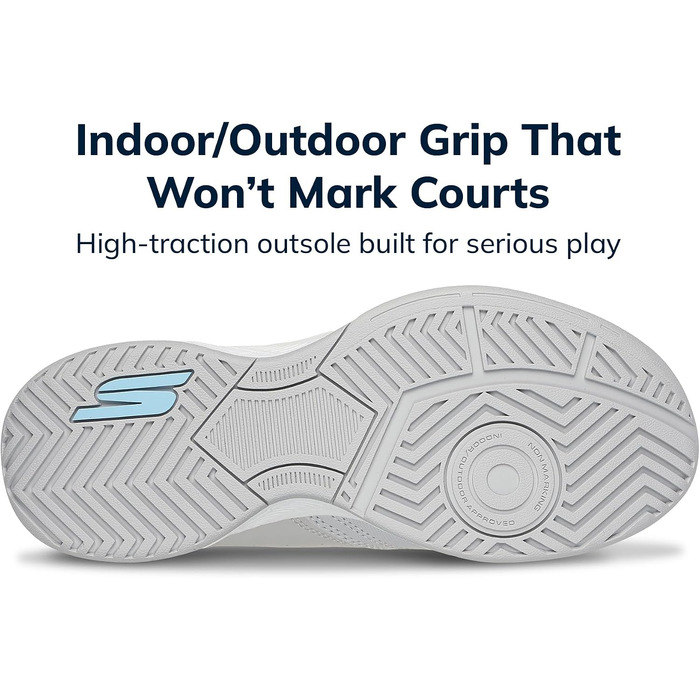 Кросівки для піклболу Skechers Viper Court Smash для залів та вулиці, розслаблена посадка, сіро-блакитні, 36 EU