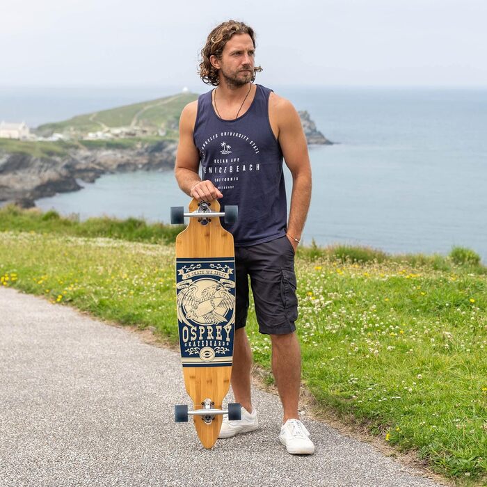 Скейборд Osprey Longboard 42'' з подвійною носовою частиною, 5-шаровий бамбук, для дітей, дорослих та новачків, дизайн 'Орел', різні кольори