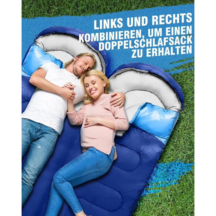 Спальний мішок 3-4 сезони, водонепроникний, ультралегкий, 220*75см (зелений/блакитний)