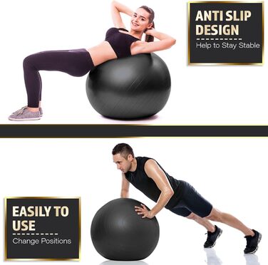 Фітбол LeomatriX 55 см з фітнес-гумками та насосом | Ергономний, компактний, міцний | для офісу, йоги, фітнесу, пілатесу, Pezzi Ball, вагітності