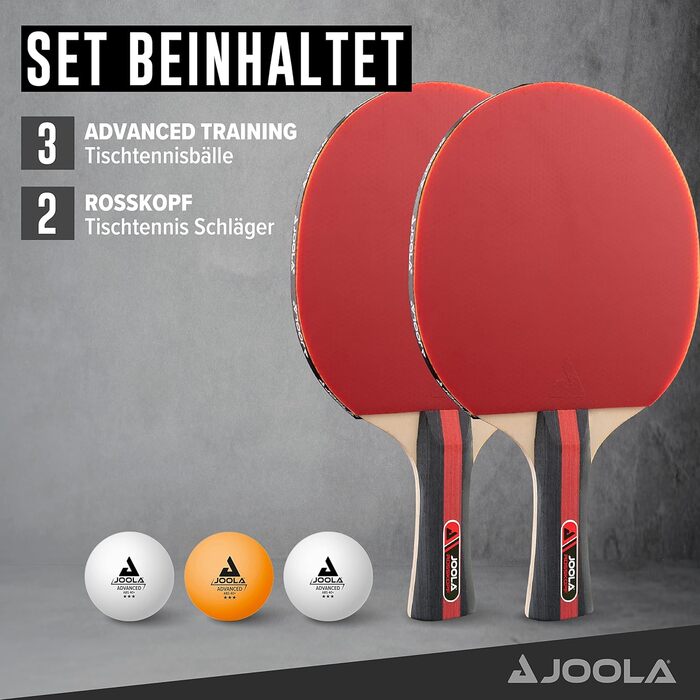 Набір для настільного тенісу JOOLA Rosskopf 2: 2 ракетки, 3 м'ячі 40+mm, сумка, червоно-чорний