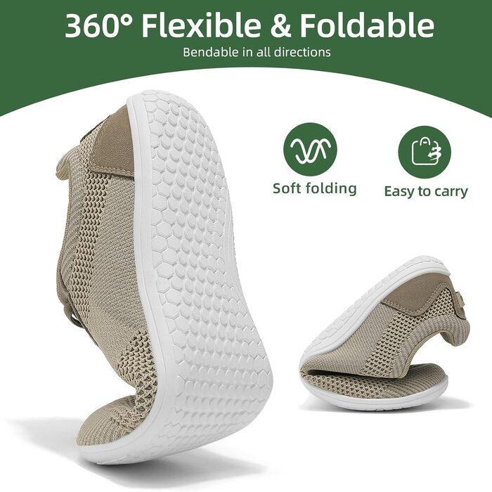 Взуття для ходьби босоніж Дами/Чоловіки | Широка передня частина, підошва 4 мм | Легке, дихаюче, неслизьке | Спорт, Outdoor, повсякденне (40 EU, Хакі)