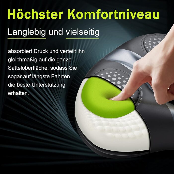 Широке ергономічне сідло для велосипеда: комфортне, дихаюче, з амортизацією. Підходить для чоловіків та жінок, Gravel Bike, MTB, e-MTB