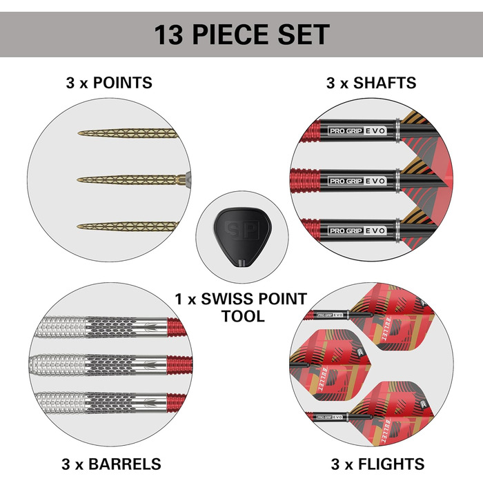 Дартс Target Stephen Bunting G5 95% вольфраму, сталевий накінечник, Swiss Point, професійний комплект, різна вага, інструмент у комплекті