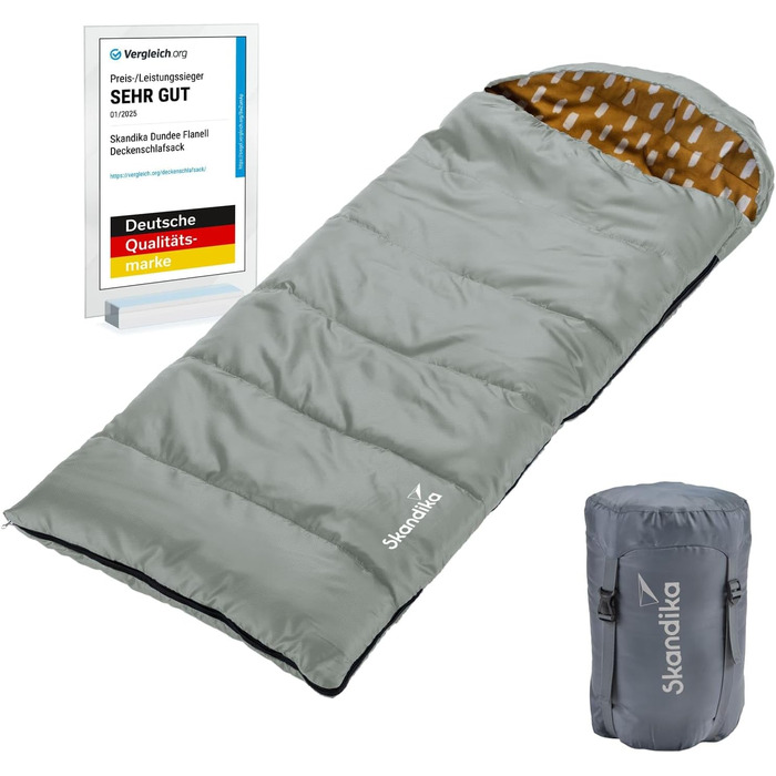 Спальний мішок для дітей Skandika Dundee Junior - теплий, водонепроникний, 175 x 70 см, фланель, комфорт 13°C