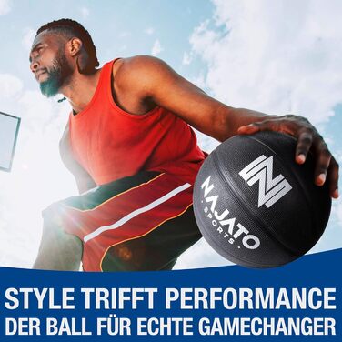 NAJATO М'яч баскетбольний – розмір 7 – для гри на вулиці та в приміщенні, чорний