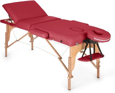 Масажний стіл Klarfit MT 500, складаний, з підлокітниками, підголівником, регульованою 10-ступінчастою спинкою, підставкою для ніг, отвором для обличчя, 10 см м'яка оббивка, синій