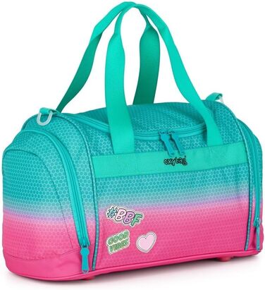 Спортивна сумка Kinder з відділенням для взуття, 2 бічними кишенями, регульованим плечовим ременем, 100% поліестер, 45×28×22 см, рожева