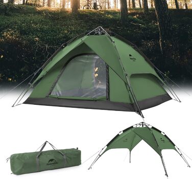 Намет Naturehike Pop Up для кемпінгу 3-4 особи, автоматичний намет-купол, сімейний намет з сумкою, колір хакі