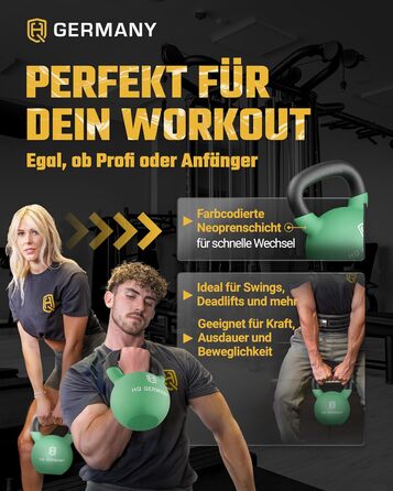 Гантель з неопрену HQ Germany® | Повний чавун | 2-32 кг | Стартові набори | Допуск по вазі ±2,0% (22 кг)