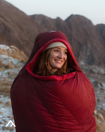 Сплячий мішок Qeedo Fluffy 6 Daunen - 3 сезони, 6°C, RDS-сертифікат, червоний (170-195 см)