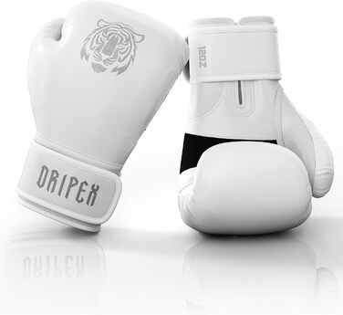 Боксерські рукавички Dripex Boxhandschuhe, рукавички для боксу та спарингу, шкіряні, для ММА, кікбоксингу, боксу, ММА, для чоловіків, жінок, підлітків (12 OZ, Weißer-Tiger)