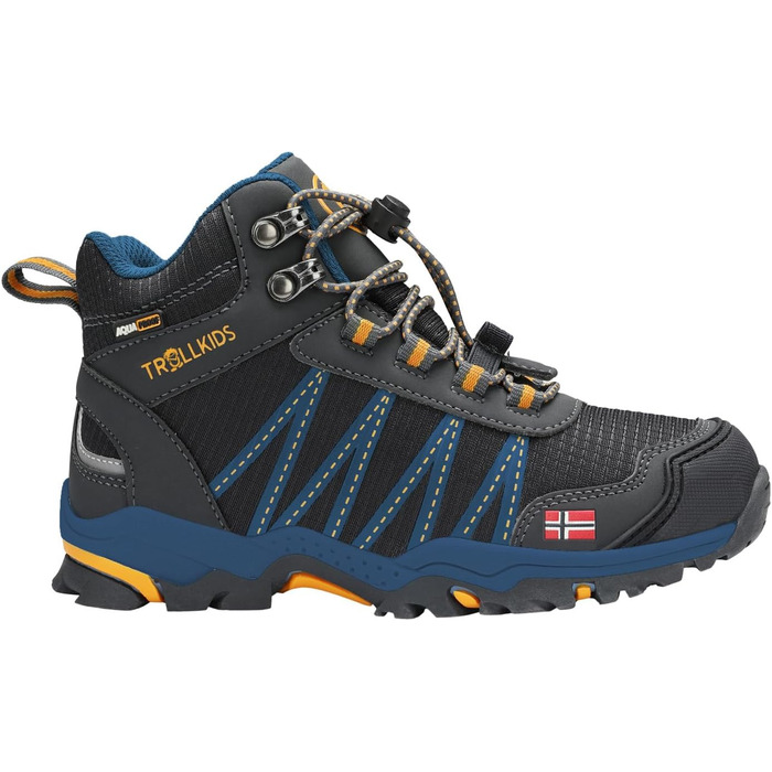 Дитячі трекінгові черевики Trolltunga Hiker Mid від Trollkids, 29 EU, чорно-сталево-блакитні