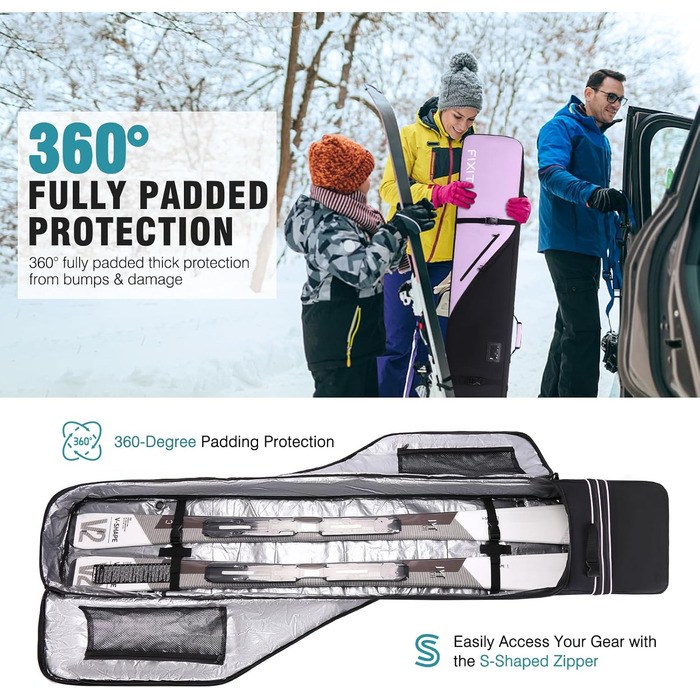 Водонепроникний сноуборд-баг для подорожей: сноуборд, черевики, одяг, шолом та спорядження (157-181 см), фіолетовий