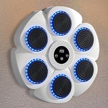 Музична бокс-машина для дорослих та дітей, розумна бокс-машина з подушкою для ударів, настінний кріплення, з рукавичками (біла)