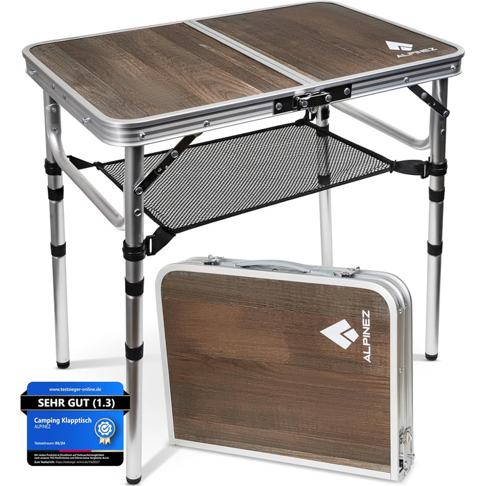 Зручний складаний столик Alpinez 60x40 для кемпінгу, відпочинку на природі, балкону та грилю | Компактний та легкий | Розміри 60x40 см