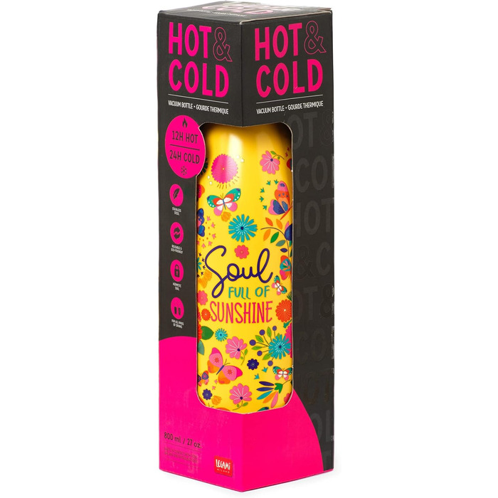 Термос Hot&Cold 800 мл, легкий, герметичний, знімна силіконова ручка, метелик, BPA та фталатів немає