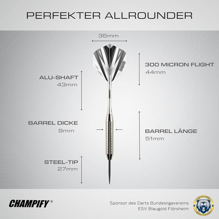 Набір дротиків сталеві 'Nighthawk' 23g - 3 дротики з аксесуарами (білі)