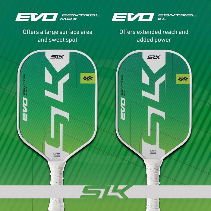 Падл для піклболу Selkirk Sport 2024 SLK Evo Power-Max з поверхнею SpinFlex та ядром Rev-Hybrid-Polymer (Контроль, Citron, XL, довга форма)